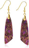 Stone Fishhoop Dangle Drop Earrings Statement Gold silver earrings - Purple Brown-Gold Hook
