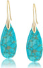 Stone Fishhoop Dangle Drop Earrings Statement Gold silver earrings - Green Gold Hook