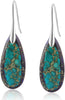Stone Fishhoop Dangle Drop Earrings Statement Gold silver earrings - Deep Blue -Silver Hook
