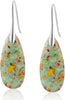 Stone Fishhoop Dangle Drop Earrings Statement Gold silver earrings - Cyan-Silver Hook