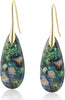 Stone Fishhoop Dangle Drop Earrings Statement Gold silver earrings - Green Blue Gold Hook