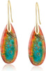 Stone Fishhoop Dangle Drop Earrings Statement Gold silver earrings - Orange Blue Gold Hook