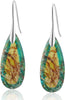 Stone Fishhoop Dangle Drop Earrings Statement Gold silver earrings - Yellow Green Silver Hook