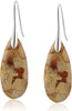 Stone Fishhoop Dangle Drop Earrings Statement Gold silver earrings - Camel -Silver Hook