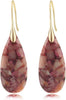 Stone Fishhoop Dangle Drop Earrings Statement Gold silver earrings - Purple Gold Sand - Golden Hook