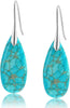 Stone Fishhoop Dangle Drop Earrings Statement Gold silver earrings - Green Silver Hook