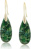 Stone Fishhoop Dangle Drop Earrings Statement Gold silver earrings - Malachite Green