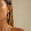 Stone Fishhoop Dangle Drop Earrings Statement Gold silver earrings - view 2
