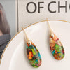 Stone Fishhoop Dangle Drop Earrings Statement Gold silver earrings - view 4