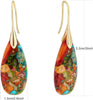 Stone Fishhoop Dangle Drop Earrings Statement Gold silver earrings - view 7