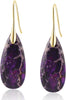 Stone Fishhoop Dangle Drop Earrings Statement Gold silver earrings - Light Purple-Golden Hook