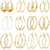 12 Pairs Gold Hoop Earrings Set for Women, Fashion Jewelry Gifts 40mm/50mm - Golden