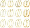 12 Pairs Gold Hoop Earrings Set for Women, Fashion Jewelry Gifts 40mm/50mm - Champagne