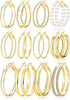 12 Pairs Gold Hoop Earrings Set for Women, Fashion Jewelry Gifts 40mm/50mm - Gold