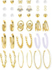 12 Pairs Gold Hoop Earrings Set for Women, Fashion Jewelry Gifts 40mm/50mm - Aged Gold