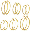 12 Pairs Gold Hoop Earrings Set for Women, Fashion Jewelry Gifts 40mm/50mm - Light Gold