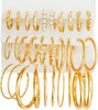 12 Pairs Gold Hoop Earrings Set for Women, Fashion Jewelry Gifts 40mm/50mm - Ivory Gold
