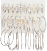 12 Pairs Gold Hoop Earrings Set for Women, Fashion Jewelry Gifts 40mm/50mm - Bright Silver
