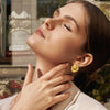 Gold Geometric Clip On Earrings for Women Chunky Gold Knot Link Clip Earrings Trendy Jewelry - view 2