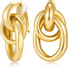 Gold Geometric Clip On Earrings for Women Chunky Gold Knot Link Clip Earrings Trendy Jewelry - Gold-A