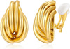 Gold Geometric Clip On Earrings for Women Chunky Gold Knot Link Clip Earrings Trendy Jewelry - Gold-F