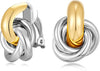 Gold Geometric Clip On Earrings for Women Chunky Gold Knot Link Clip Earrings Trendy Jewelry - Two Tone-B