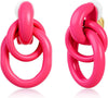 Gold Geometric Clip On Earrings for Women Chunky Gold Knot Link Clip Earrings Trendy Jewelry - Pink