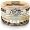 Leather Wrap Bracelet for Women Boho Western Layered Cuff Jewelry Stackable Bracelets Easy On Clasp Daily Wear Pairs with Boho Western Outfits - Beige2