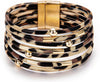 Leather Wrap Bracelet for Women Boho Western Layered Cuff Jewelry Stackable Bracelets Easy On Clasp Daily Wear Pairs with Boho Western Outfits - Brown1