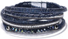 Leather Wrap Bracelet for Women Boho Western Layered Cuff Jewelry Stackable Bracelets Easy On Clasp Daily Wear Pairs with Boho Western Outfits - Blue1