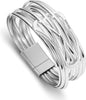 Leather Wrap Bracelet for Women Boho Western Layered Cuff Jewelry Stackable Bracelets Easy On Clasp Daily Wear Pairs with Boho Western Outfits - Silver3