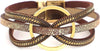 Leather Wrap Bracelet for Women Boho Western Layered Cuff Jewelry Stackable Bracelets Easy On Clasp Daily Wear Pairs with Boho Western Outfits - Brown7