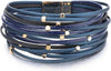 Leather Wrap Bracelet for Women Boho Western Layered Cuff Jewelry Stackable Bracelets Easy On Clasp Daily Wear Pairs with Boho Western Outfits - Navy1