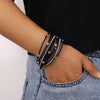 Leather Wrap Bracelet for Women Boho Western Layered Cuff Jewelry Stackable Bracelets Easy On Clasp Daily Wear Pairs with Boho Western Outfits - view 2