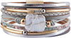 Leather Wrap Bracelet for Women Boho Western Layered Cuff Jewelry Stackable Bracelets Easy On Clasp Daily Wear Pairs with Boho Western Outfits - Grey2