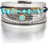 Leather Wrap Bracelet for Women Boho Western Layered Cuff Jewelry Stackable Bracelets Easy On Clasp Daily Wear Pairs with Boho Western Outfits - Silver6