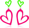 Neon Heart Earrings for Women Acrylic Neon Earrings 80s 90s Outfit for Women Glow Party Accessories Gifts Hot Pink Orange Green Yellow - main view