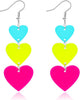 Neon Heart Earrings for Women Acrylic Neon Earrings 80s 90s Outfit for Women Glow Party Accessories Gifts Hot Pink Orange Green Yellow - Lake Blue-3 Hearts