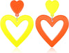 Neon Heart Earrings for Women Acrylic Neon Earrings 80s 90s Outfit for Women Glow Party Accessories Gifts Hot Pink Orange Green Yellow - Orange Yellow
