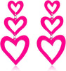 Neon Heart Earrings for Women Acrylic Neon Earrings 80s 90s Outfit for Women Glow Party Accessories Gifts Hot Pink Orange Green Yellow - 3-Heart-Hot Pink