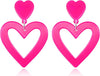 Neon Heart Earrings for Women Acrylic Neon Earrings 80s 90s Outfit for Women Glow Party Accessories Gifts Hot Pink Orange Green Yellow - 2-heart-Hot Pink