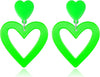 Neon Heart Earrings for Women Acrylic Neon Earrings 80s 90s Outfit for Women Glow Party Accessories Gifts Hot Pink Orange Green Yellow - 2-heart-Neon Green