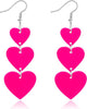 Neon Heart Earrings for Women Acrylic Neon Earrings 80s 90s Outfit for Women Glow Party Accessories Gifts Hot Pink Orange Green Yellow - 3-heart-Rose Red