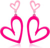 Neon Heart Earrings for Women Acrylic Neon Earrings 80s 90s Outfit for Women Glow Party Accessories Gifts Hot Pink Orange Green Yellow - Hot Pink-style 4