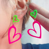 Neon Heart Earrings for Women Acrylic Neon Earrings 80s 90s Outfit for Women Glow Party Accessories Gifts Hot Pink Orange Green Yellow - view 4