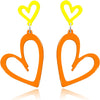 Neon Heart Earrings for Women Acrylic Neon Earrings 80s 90s Outfit for Women Glow Party Accessories Gifts Hot Pink Orange Green Yellow - Orange