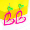 Neon Heart Earrings for Women Acrylic Neon Earrings 80s 90s Outfit for Women Glow Party Accessories Gifts Hot Pink Orange Green Yellow - view 6