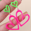 Neon Heart Earrings for Women Acrylic Neon Earrings 80s 90s Outfit for Women Glow Party Accessories Gifts Hot Pink Orange Green Yellow - view 7