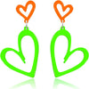 Neon Heart Earrings for Women Acrylic Neon Earrings 80s 90s Outfit for Women Glow Party Accessories Gifts Hot Pink Orange Green Yellow - green