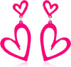Neon Heart Earrings for Women Acrylic Neon Earrings 80s 90s Outfit for Women Glow Party Accessories Gifts Hot Pink Orange Green Yellow - Hot Pink-style 2